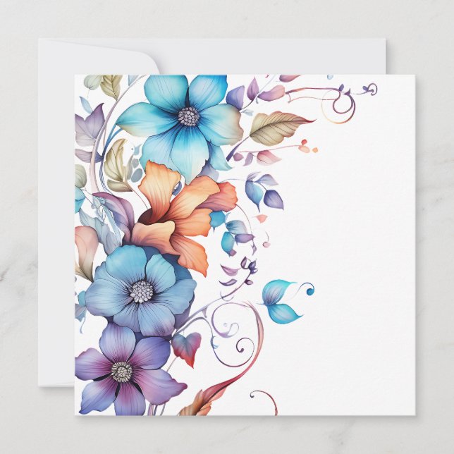Decorative Tropical Watercolor Flowers (Front)