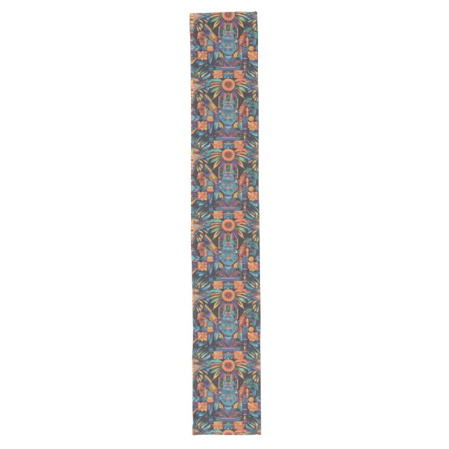 Decorative Turquoise "Epochal Symmetry" Table Runn Long Table Runner (Front)