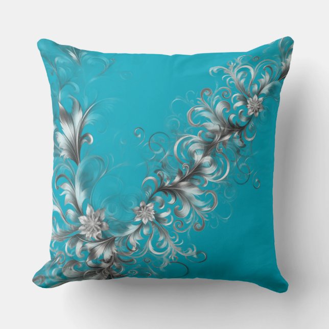 Decorative Turquoise  Throw Pillow (Front)
