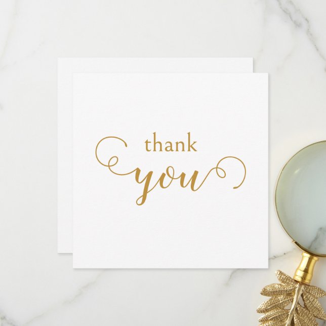 Decorative Typographic Gold Thank You Card (Front/Back In Situ)