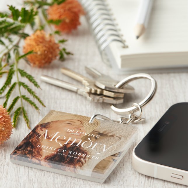 Decorative Typography Photo Sympathy Keychain (Front Right)