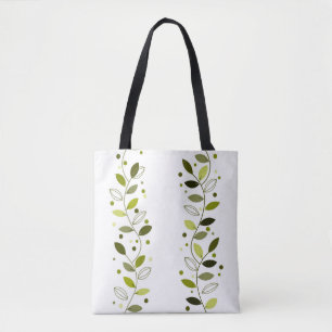 Decorative Vine Stripes (Sage Green and White) Tote Bag