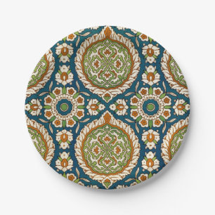 Decorative Vintage Arabic Floral Pattern Paper Plate