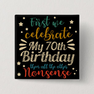 decorative vintage awesome 70th birthday 2 inch square button