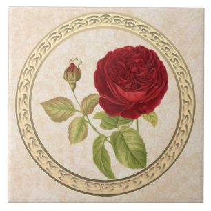 Decorative Vintage Rose Ceramic Tile
