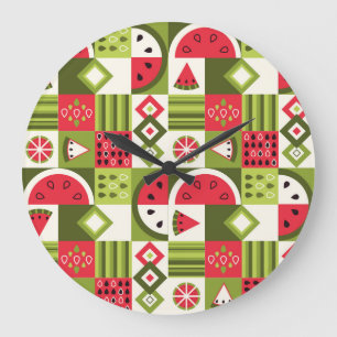 Decorative Watermelon Elements Art Print Large Clock
