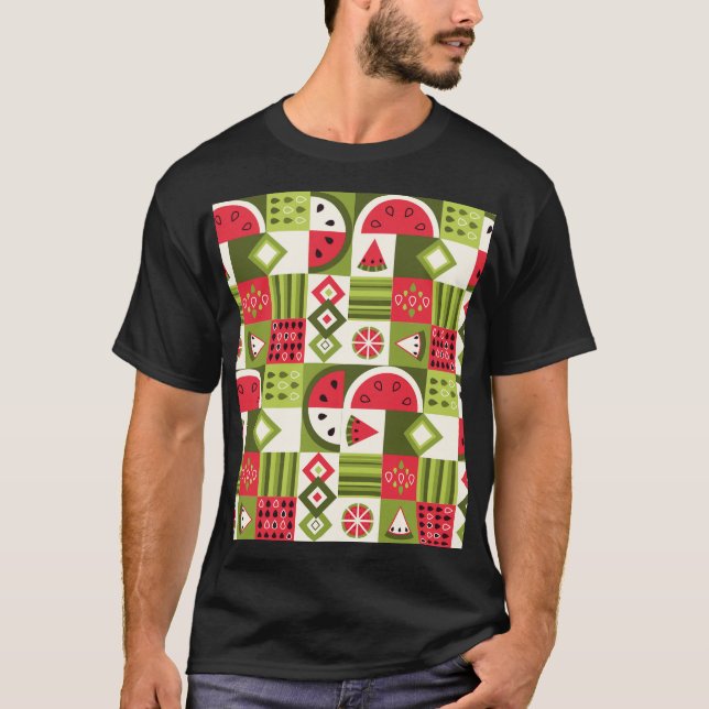 Decorative Watermelon Elements Art Print T-Shirt (Front)