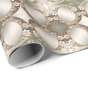 Decorative White Floral Wrapping Paper