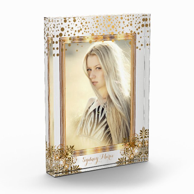 Decorative White & Gold Confetti - DIY Photo Block (Left)