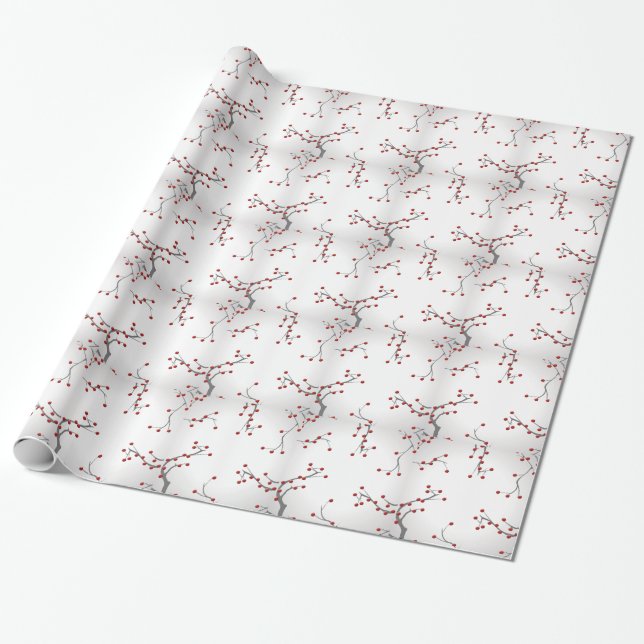 Decorative Winter Christmas Design Wrapping Paper (Unrolled)