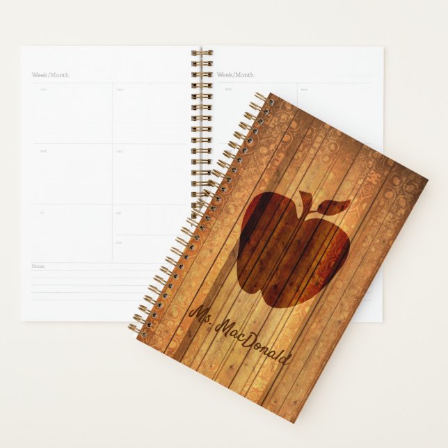 Decorative Wood with Apple Teachers Daily Planner (Display)