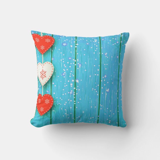 Decorative Wooden Background Ball Merry Christmas Throw Pillow (Front)