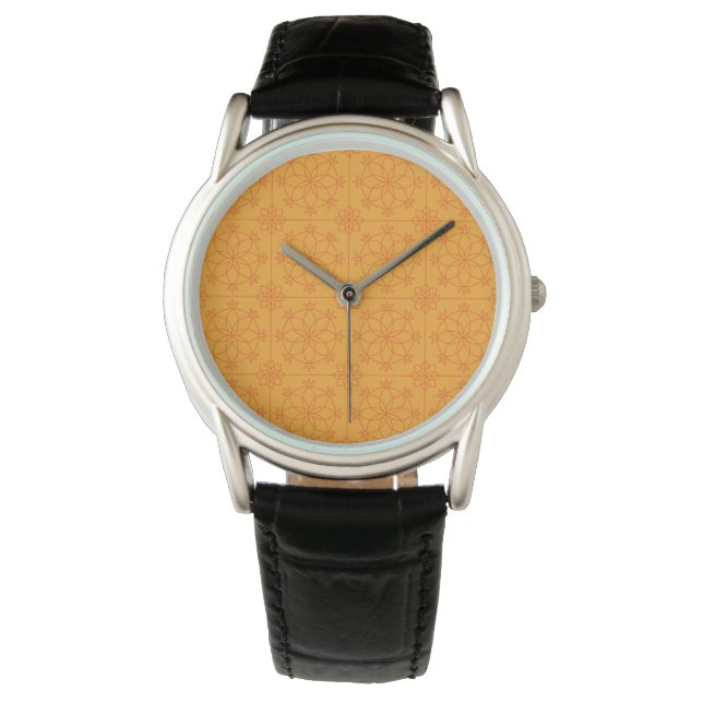 Decorative yellow mandala geometric Pattern Watch (Front)