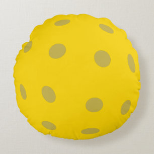 Decorative Yellow Pickleball Gift Round Pillow