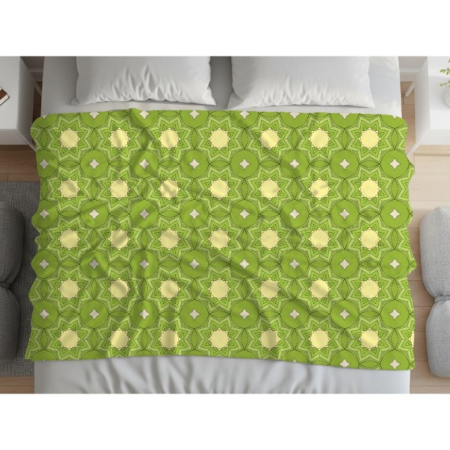 Decorative yellow star and diamond patterned  fleece blanket (Creator Uploaded)