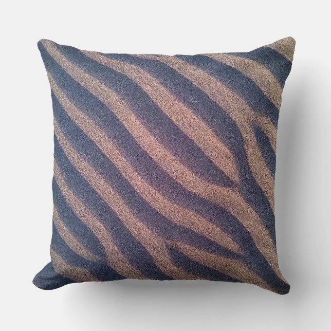 Decorative Zebra Stripes in Sand Photo Throw Pillow (Front)
