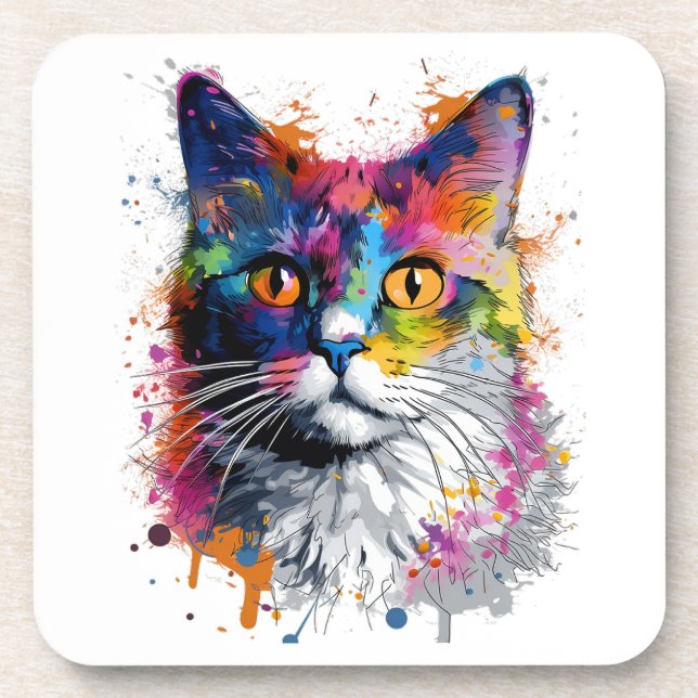 Decorativo Gato caleidoscopio Coaster (Front)