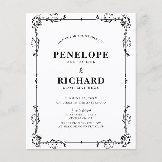 Decoratvie Border Budget Wedding Invitation Flyer (Front)