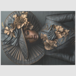 Decouapge Black Woman Graceful Vintage Sophisted  Tissue Paper