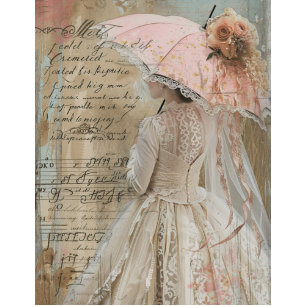 Decouapge Southern Charm Flowered Pink Parasol  Tissue Paper