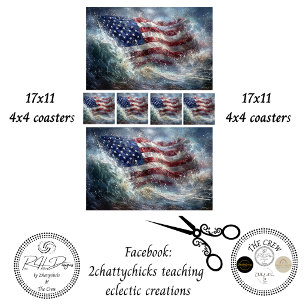Decoupage 250th American Flag Rising in Ocean  Tissue Paper
