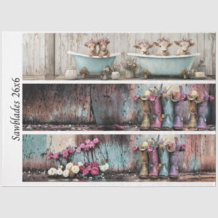 Decoupage 26x6" Farmhouse Designs for Handsaws Tissue Paper