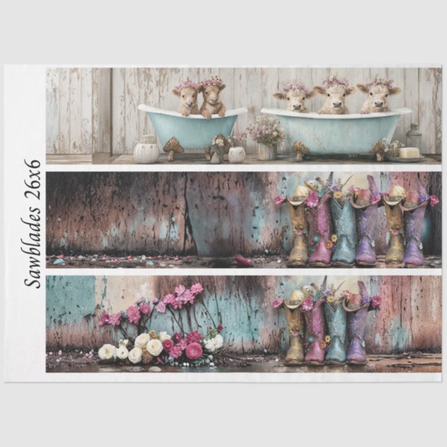 Decoupage 26x6" Farmhouse Designs for Handsaws Tissue Paper (Front)