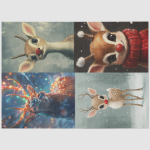 Decoupage 4 Scrapbooking Christmas Reindeer Design Tissue Paper