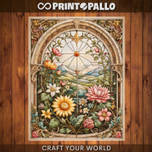 Decoupage - A stained glass window with flowers