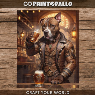 Decoupage - A steampunk pitbull and beer -  Tissue Paper