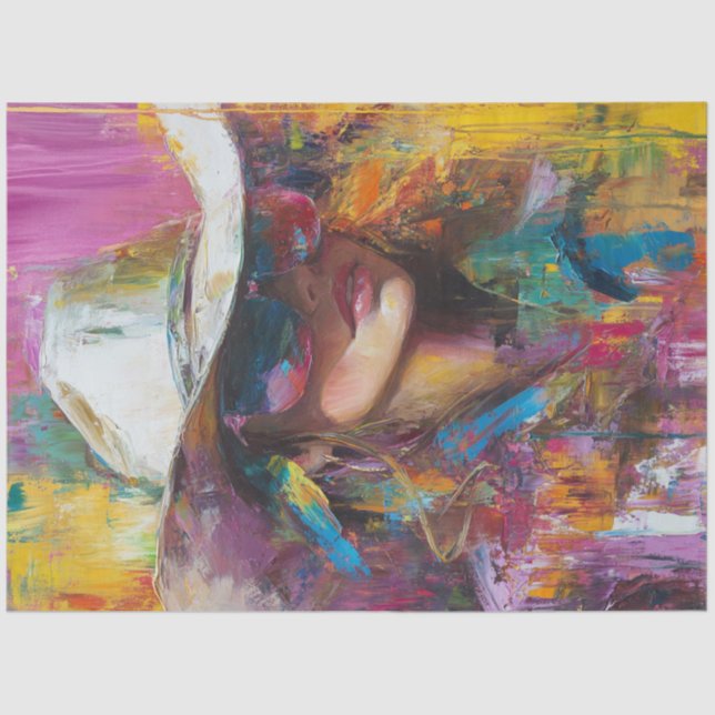 Decoupage Abstract Cowgirl Bold Colours  Tissue Paper (Front)