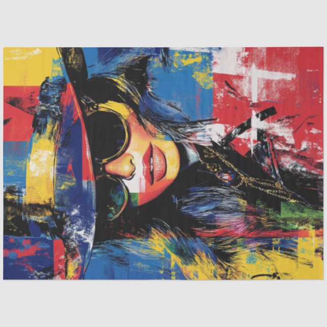 Decoupage Abstract Deco Woman Art Piece Tissue Paper (Front)