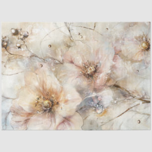 Decoupage Abstract Flower Mix of Colours Creams  Tissue Paper