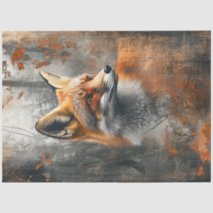 Decoupage Abstract Fox Painting Autumn Forest Tissue Paper