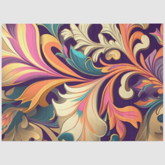 Decoupage Abstract Intricate Swirling Palette  Tissue Paper (Front)