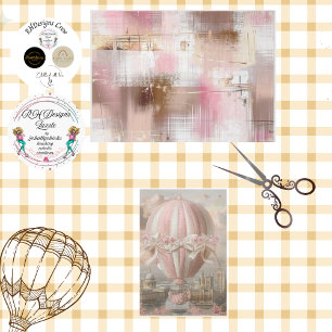 Decoupage Abstract Pink Brown White Background  Tissue Paper