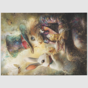 Decoupage Alice Adventures Rabbit Digital Art Tissue Paper