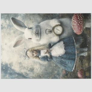 Decoupage Alice Wonderland & Rabbit  Fairytale Tissue Paper