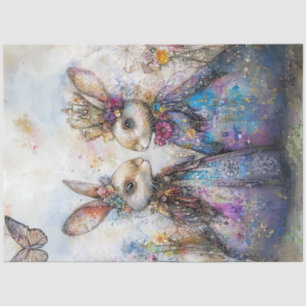 Decoupage Anthropomorphic Dressed Easter Rabbits Tissue Paper