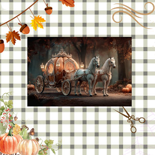 Decoupage Autumn Carriage White Horses  Tissue Paper