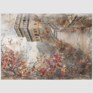 Decoupage Autumn Scene Great Wall China Tissue Paper