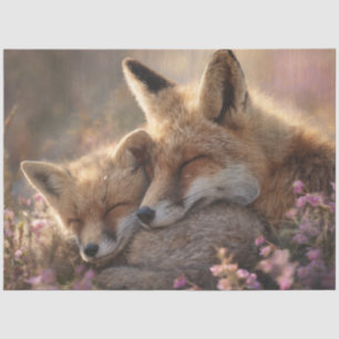 Decoupage Baby Fox Protected by Father Fox Tissue Paper