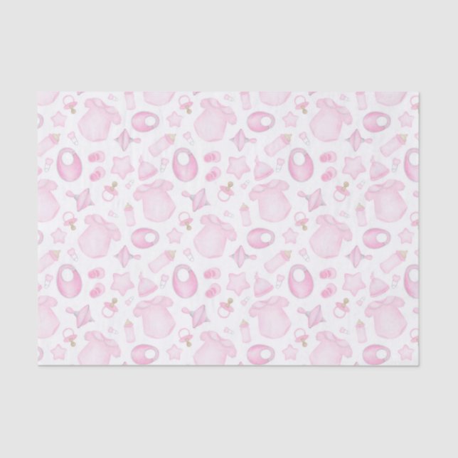 Decoupage Baby Girl Shower Pink Tissue Paper (Front)