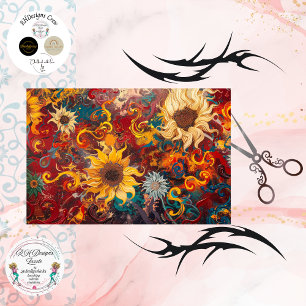 Decoupage Background Swirling Sunflower Abstract  Tissue Paper