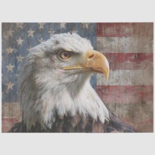 Decoupage Bald Eagle Weathered American Flag Tissue Paper