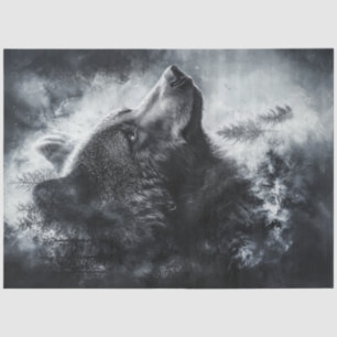Decoupage Bear Full Moon Background Fusion Art Tissue Paper