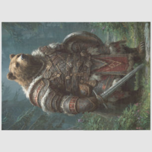 Decoupage Bear Medieval Armour Forest  Tissue Paper