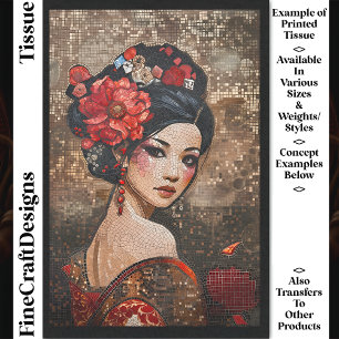 Decoupage Beautiful Asian Woman Faux Mosaic 042 Tissue Paper