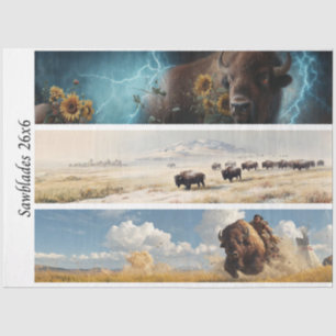 Decoupage Bison Sunflowers Western Rusti Handsaws Tissue Paper