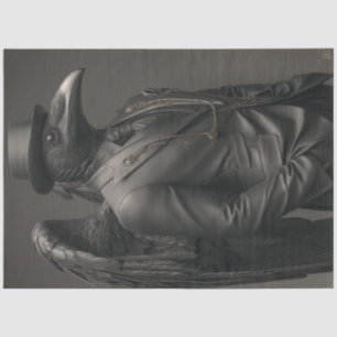 Decoupage Black Crow Satin Suit Charismatic  Tissue Paper